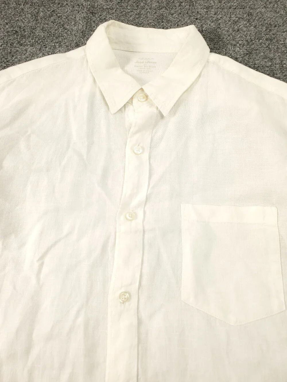 J. Crew Cream MEN’s  Linen-Blend Button-Down Shirt. Slim Fit